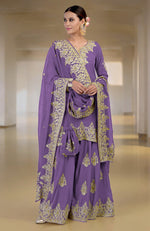 Bog Green Gold Kashmiri Tilla & Zardozi Hand Embroidered Sharara Set