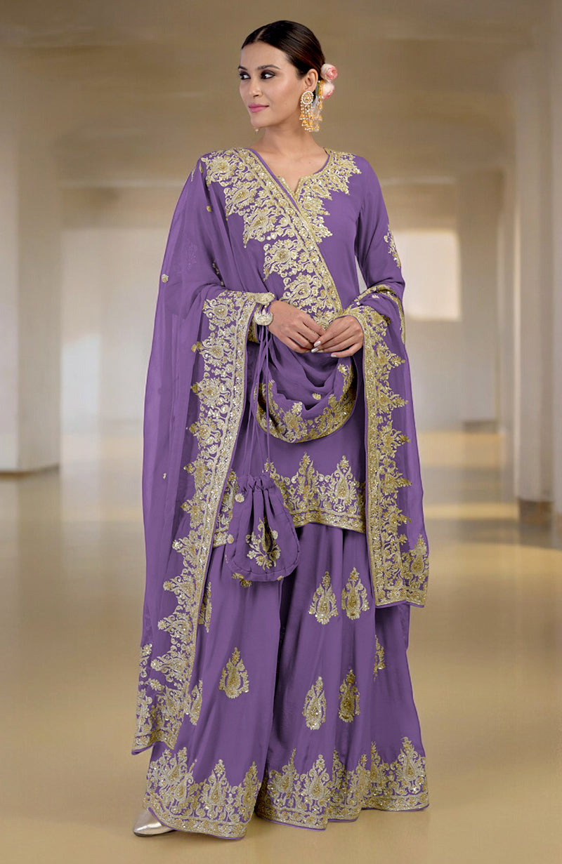 Bog Green Gold Kashmiri Tilla & Zardozi Hand Embroidered Sharara Set