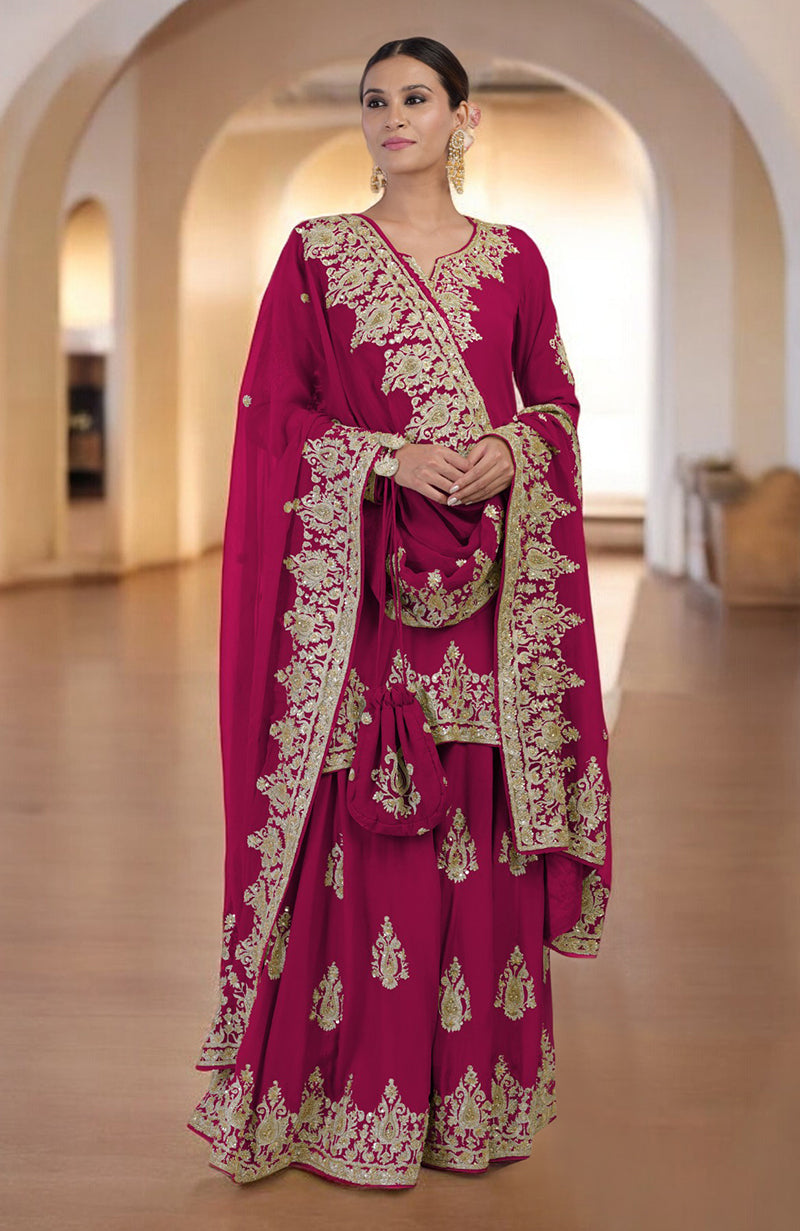 Bog Green Gold Kashmiri Tilla & Zardozi Hand Embroidered Sharara Set