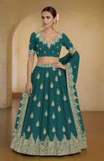 Proud Peacock Kashmiri Tilla and Zardozi Hand Embroidered Lehenga Set