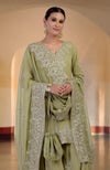 Bog Green Gold Kashmiri Tilla & Zardozi Hand Embroidered Sharara Set