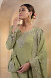 Bog Green Gold Kashmiri Tilla & Zardozi Hand Embroidered Sharara Set
