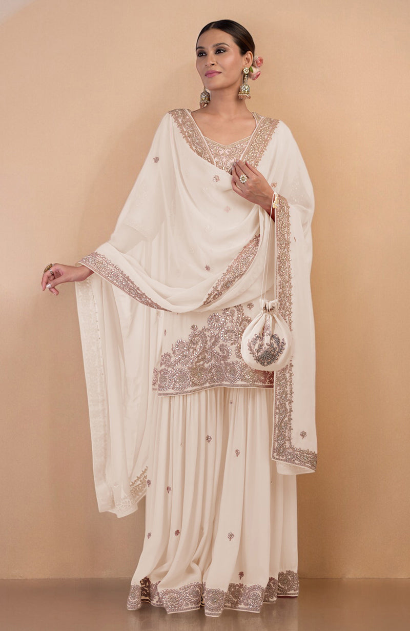 Burgundy Marori Gota Patti & Zardozi Hand Embroidered Sharara Set