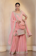 Peony Pink Marori Gota Patti & Zardozi Hand Embroidered Sharara Set