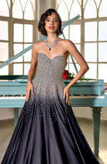 NAIRA- Midnight Blue Crystal Hand Embroidered Princess Gown
