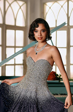 NAIRA- Midnight Blue Crystal Hand Embroidered Princess Gown