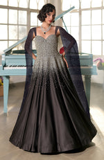 NAIRA- Midnight Blue Crystal Hand Embroidered Princess Gown