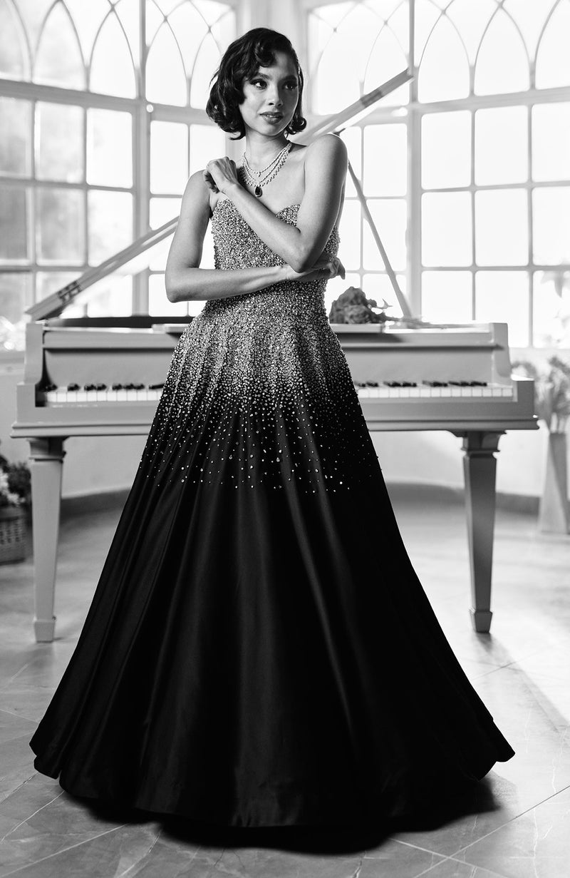 sachin and babi light blue dress Steel Blue Princess Evening Dress (Stunning) main image 0