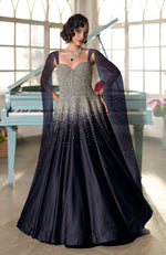 NAIRA- Midnight Blue Crystal Hand Embroidered Princess Gown