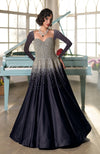 NAIRA- Midnight Blue Crystal Hand Embroidered Princess Gown
