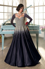 NAIRA- Midnight Blue Crystal Hand Embroidered Princess Gown