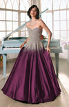 NAIRA- Plum Crystal Hand Embroidered Princess Gown