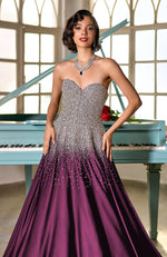 NAIRA- Plum Crystal Hand Embroidered Princess Gown