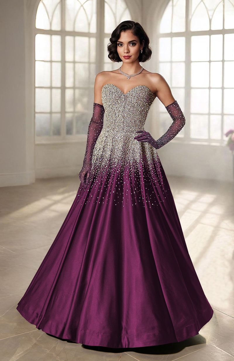 Midnight Blue Crystal Princess Gown - Hand Embroidered  Talking Threads