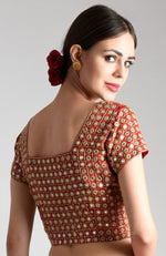 Royal Red Mirror Work and Zardozi Hand Embroidered Blouse