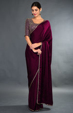 Midnight Blue Zardozi Hand Embroidered Saree and Blouse