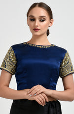 Burgundy Zardozi and Pearl Beads Hand Embroidered Blouse