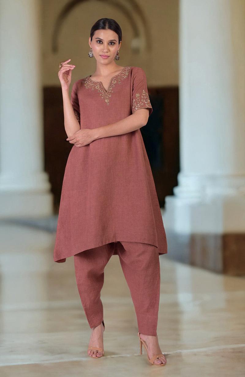 Kelp Forest  Marori Embroidered Linen Kurta Set