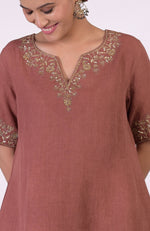 Chutney Marori Embroidered Linen Kurta Set