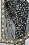 Masterpiece Midnight Blue Parsi Gara Hand Embroidered Saree