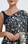 Masterpiece Midnight Blue Parsi Gara Hand Embroidered Saree