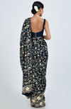 Masterpiece Midnight Blue Parsi Gara Hand Embroidered Saree