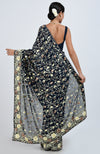 Masterpiece Midnight Blue Parsi Gara Hand Embroidered Saree
