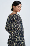 Masterpiece Midnight Blue Parsi Gara Hand Embroidered Saree