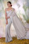 Whispering Blue Floral Sequin Hand Embroidered Saree (Pre-stitched ready to wear)