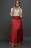 Royal Red Mirror Work and Zardozi Skirt With Mukaish Blouse
