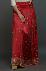 Royal Red Mirror Work and Zardozi Skirt With Mukaish Blouse