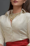 Royal Red Mirror Work and Zardozi Skirt With Mukaish Blouse