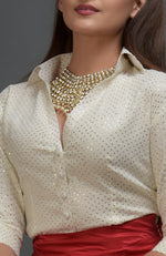 Royal Red Mirror Work and Zardozi Skirt With Mukaish Blouse