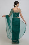 Emerald Green Pearl Beads Hand Embroidered Saree & Blouse