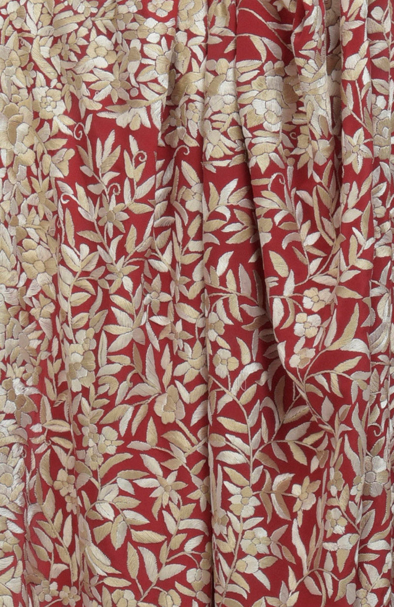 Masterpiece Red Parsi Gara Hand Embroidered Saree