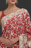 Masterpiece Red Parsi Gara Hand Embroidered Saree