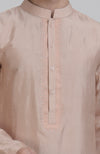Oyster Pink Silk Kurta With Embroidered Placket Detail