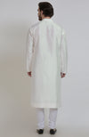 Ivory Silk Kurta With Gold Tilla Embroidered Placket Detail