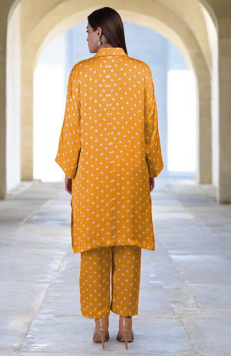 Turmeric Yellow Handcrafted Bandhej Embroidered Co-Ord Set