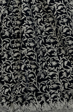 Midnight Blue Kashmiri Silver Tilla Aari Embroidered Velvet Saree