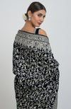 Midnight Blue Kashmiri Silver Tilla Aari Embroidered Velvet Saree
