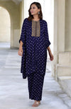 Navy Blue Handcrafted Bandhej Embroidered Co-Ord Set