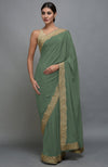 China Rose Kashmiri Tilla Aari Embroidered Pure Crepe Saree