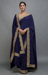 China Rose Kashmiri Tilla Aari Embroidered Saree & Pashmina Shawl Set