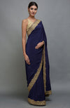 China Rose Kashmiri Tilla Aari Embroidered Pure Crepe Saree