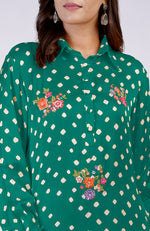 Emerald Green Handcrafted Bandhej Embroidered Co-Ord Set