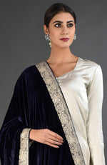 Midnight Blue Kashmiri Tilla Embroidered Dupatta Shawl