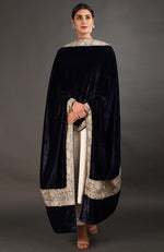 Midnight Blue Kashmiri Tilla Embroidered Dupatta Shawl