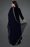 Midnight Blue Silk-Velvet Kashmiri Tilla Embroidered Suit
