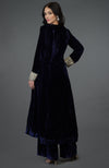 Midnight Blue Silk-Velvet Kashmiri Tilla Embroidered Suit